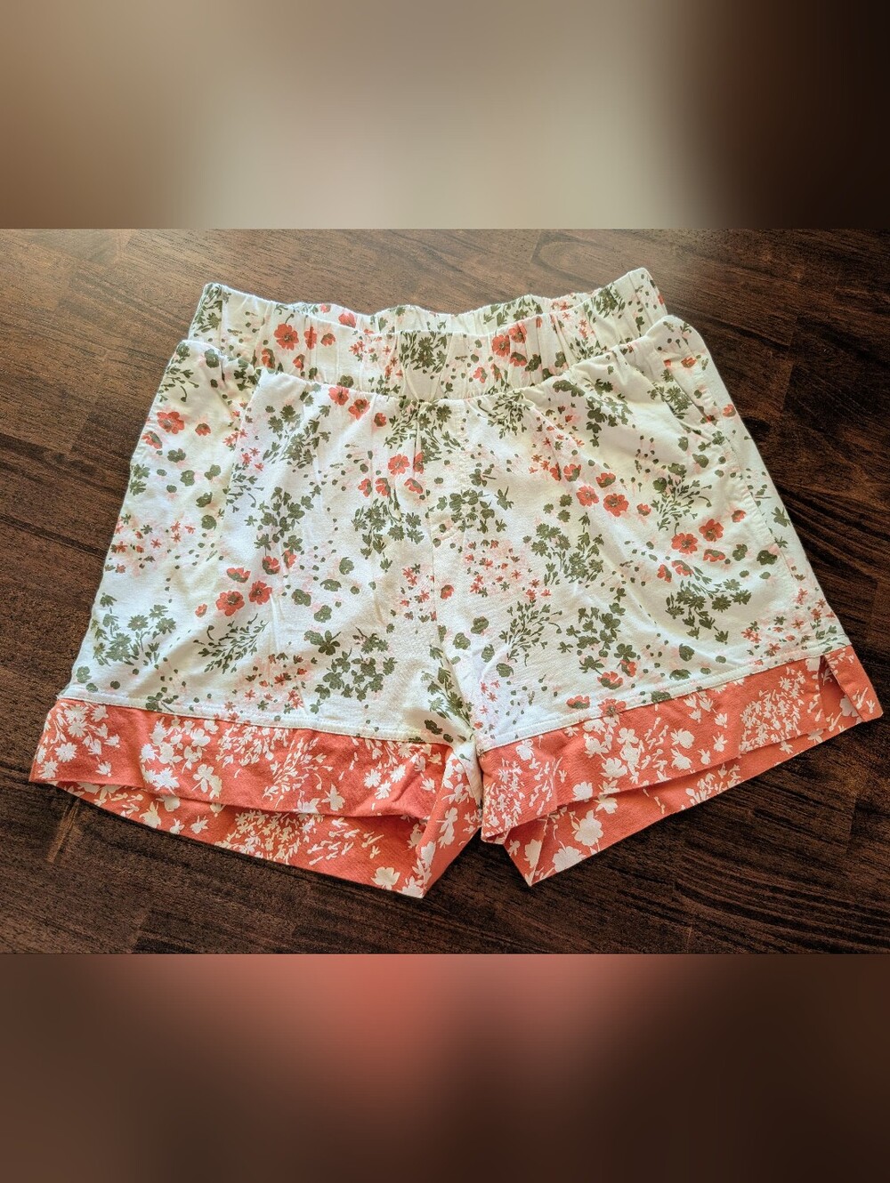 Pact Floral Cotton Pajama Shorts in White & Coral